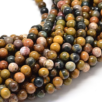 Natural Ocean Jasper Beads Strands, Round, 8mm, Hole: 1mm, about 48pcs/strand, 15.3 inch
