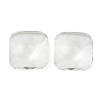 Transparent K5 Glass Cabochons, Faceted, Square, Clear, 12x12x5mm