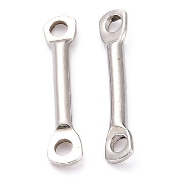 201 Stainless Steel Links Connectors, Bar Links, Stainless Steel Color, 12x1x1mm, Hole: 1mm