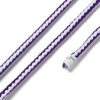 14M Duotone Polyester Braided Cord, Round, Purple, 2.5mm, about 15.31 Yards(14m)/Roll