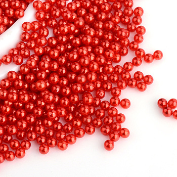 Imitation Pearl Acrylic Beads, No Hole, Round, Red, 6mm, about 5000pcs/bag