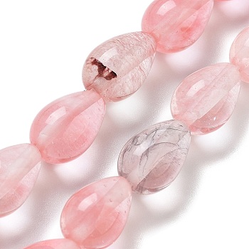 Cherry Quartz Glass Beads Strands, Teardrop, 12x8mm, Hole: 1.2mm, about 33~34pcs/strand, 15.16~16.54''(38.5~42cm)