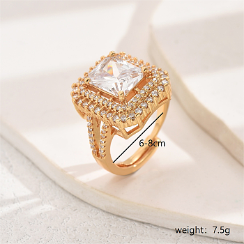 Brass Ring Micro Pave CLear Zirconia for Women