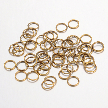 Iron Open Jump Rings, Nickel Free, Antique Bronze, 5x0.7mm, Inner Diameter: 3.6mm, about 1100pcs/50g