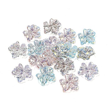 Transparent Acrylic Beads, Imitation Shell Effect, Leaf, Mixed Color, 26x29x6mm, Hole: 1.4mm