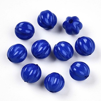 Opaque Acrylic Bead, Pumpkin Shape, Medium Blue, 7.5x7mm, Hole: 1.6mm, about: 2173pcs/500g