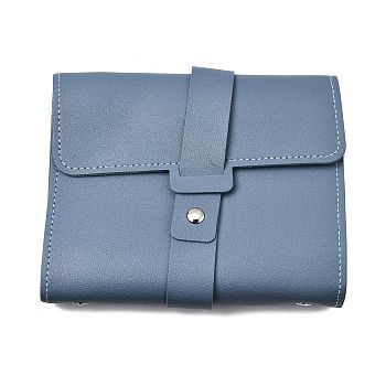 CutHollow 1Pc PU Imitation Leather Earring Storage Bags, Portable Travel Jewelry Earring Organizer Bags, Rectangle, Slate Blue, 16.3x14.2x3.3cm, Hole: 1.5mm