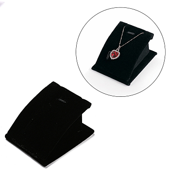 Velvet Curved Jewelry Displays, For Necklaces and Pendants, Black, 3.9x6.3x7.5cm