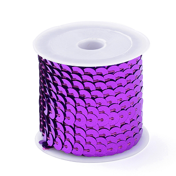 Eco-Friendly Plastic Paillette Beads, Sequins Beads, Ornament Accessories, Flat Round, Blue Violet, 6mm, about 5m/roll