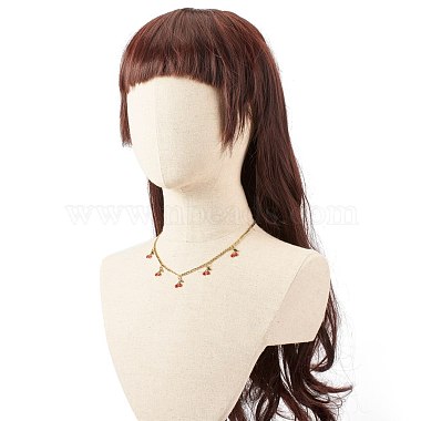 Dainty Cherry Alloy Enamel Pendant Necklace for Teen Girl Women(NJEW-JN03757-01)-4