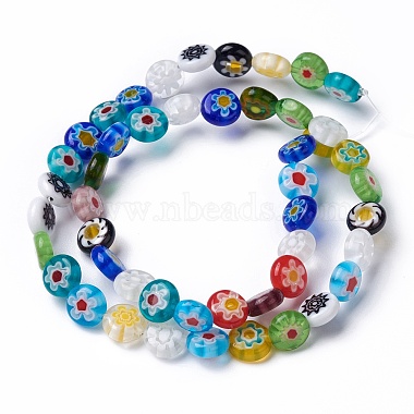 Flat Round Handmade Millefiori Glass Beads(LK-R004-54)-3