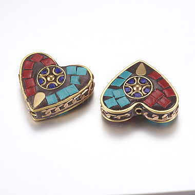 32mm Colorful Heart Polymer Clay Beads