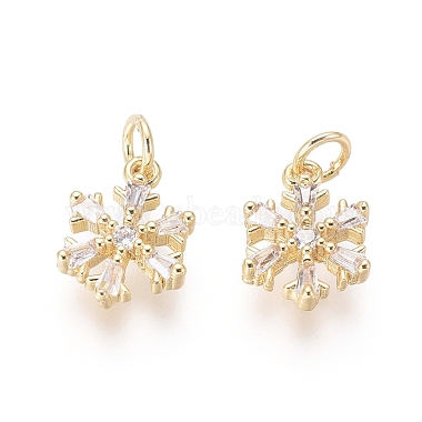 Golden Clear Snowflake Brass+Cubic Zirconia Charms