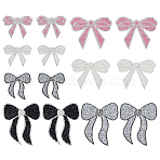 14Pcs 7 Styles Bowknot Rhinestone with Plastic Pearl Cloth Patches, Iron on Patches, Rhinestone Trimming, Mixed Color, 48~97x58~92x2~3mm, 2pcs/style(PATC-FG0002-62)