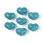 Handmade Lampwork Beads, Heart, Dark Turquoise, 12.5~14x18~18.5x11~12mm, Hole: 1~1.5mm(LAMP-T026-02B-01)