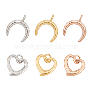 CHGCRAFT 24Pcs 3 Colors 2 Style 304 Stainless Steel Pendants, Double Horn/Crescent Moon & Heart, Mixed Color, 4pcs/style(STAS-CA0001-18)