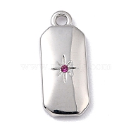 Brass Micro Pave Cubic Zirconia Charms, Long-Lasting Plated, Octagon with Star, Fuchsia, 14x6x1.5mm, Hole: 1.2mm(ZIRC-I054-12P-08)