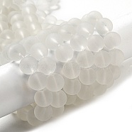 Transparent Glass Bead Strands, Frosted, Round, White, 10mm, Hole: 1.3~1.6mm, about 80pcs/strand, 31.4 inch(GLAA-S031-10mm-13)