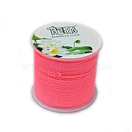 20M Polyester Braided Cord for Jewelry Making, Round, Hot Pink, 2mm, about 21.87 Yards(20m)/Roll(OCOR-G015-04A-07)