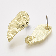 Alloy Stud Earring Findings, with Steel Pins and Loop, Light Gold, 22x10.5mm, Hole: 2.5mm, Pin: 0.7mm(PALLOY-S121-126)