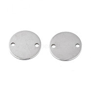 304 Stainless Steel Connector Charms, Stamping Blank Tag, Flat Round, Stainless Steel Color, 14x0.5mm, Hole: 1.6mm(STAS-N095-116E-01)