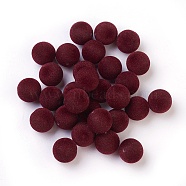 Flocky Acrylic Beads, Half Drilled, Round, Dark Red, 16mm, Hole: 1.6mm(OACR-I001-16mm-L09)