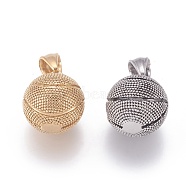 304 Stainless Steel Pendants, Basketball, Mixed Color, 20x17mm, Hole: 5x8mm(STAS-G207-12A)