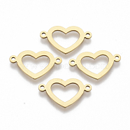 201 Stainless Steel Links connectors, Laser Cut, Heart, Golden, 12x20x1mm, Hole: 1.4mm(STAS-R104-029G)