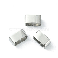 304 Stainless Steel Slide Charms/Slider Beads, For Leather Cord Bracelets Making, Rectangle, Stainless Steel Color, 4x8.5x4mm, Hole: 6.2x3mm(STAS-C016-08B-P)