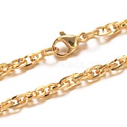 304 Stainless Steel Rope Chain Necklaces, with Lobster Clasps, Golden, 29.92 inch(76cm), 3mm(NJEW-L403-03G)