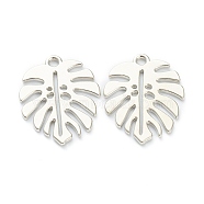 Baking Painted Alloy Pendants, Tropical Leaf Charms, for DIY Accessories, Lead Free & Cadmium Free, Monstera Leaf, WhiteSmoke, 21x17x1mm, Hole: 1.6mm(ENAM-I051-01C)