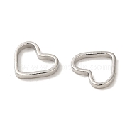 Brass Linking Rings, Valentine's Day Jewelry Accessory, Heart, Plated in Platinum Color, Nickel Free, about 7mm wide, 6mm long, 1mm thick(X-EC066-1NF)