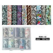 10Rolls Nail Art Transfer Stickers, Nail Decals, DIY Nail Tips Decoration, Snakeskin Pattern, Mixed Color, 40mm, 1m/roll(MRMJ-R091-10)