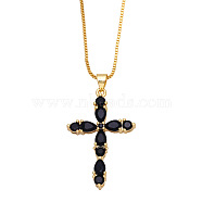 Colorful Zircon Cross Necklace Hip Hop Fashion Diamond Sweater Chain NKB266(ST5940739)