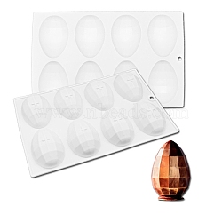 DIY Half Easter Surprise Eggs Food Grade Silicone Molds, Fondant Molds, Resin Casting Molds, for Chocolate, Candy, UV Resin & Epoxy Resin Craft Making, 8 Cavities, Geometric Pattern, 265x170x30mm, Hole: 8mm, Inner Diameter: 76.5x52mm(DIY-E060-03C)