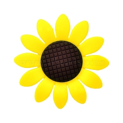 Sunflower Food Grade Silicone Beads, Chewing Beads For Teethers, DIY Nursing Necklaces Making, Yellow, 40mm(PW-WG58598-02)