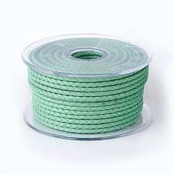 Braided Cowhide Cord, Leather Jewelry Cord, Jewelry DIY Making Material, Aquamarine, 3mm, about 10.93 yards(10m)/roll(WL-I003-3mm-C-09)