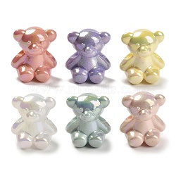 UV Plating Iridescent Acrylic Beads, Bear, Mixed Color, 18x15.5x11mm, Hole: 2.5mm(MACR-R003-03A)