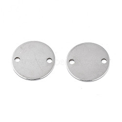 Non-Tarnish 304 Stainless Steel Connector Charms, Stamping Blank Tag, Flat Round, Stainless Steel Color, 14x0.5mm, Hole: 1.6mm(STAS-N095-116E-01)