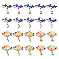 GOMAKERER 20Pcs 2 Styles Printed Wooden Pendants, Mushroom Charms with Sun/Moon, for DIY Jewelry Decorated Making, Mixed Color, 45x43~45x2mm, Hole: 2mm, 10pcs/style(WOOD-GO0001-09)