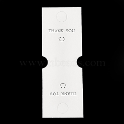 Fold Over Paper Jewelry Display Cards with Hanging Hole, Necklaces and Bracelets Display Cards, Rectangle with Smiling Face Print, White, Finished Product: 70x50x1mm, 14x5x0.05cm, Hole: 13.5mm(CDIS-M005-26)