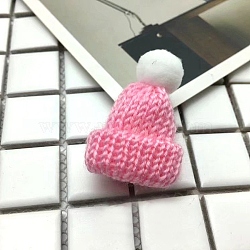Mini Wool Yarn Knitted Hat, for DIY Doll Accessories, Decorative Hat, Hot Pink, 50x35mm(PW-WG89249-13)
