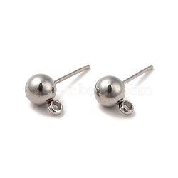 304 Stainless Steel Stud Earring Findings, with Loop, Stainless Steel Color, 17x9x6mm, Hole: 1.8mm, Pin: 0.8mm(STAS-E026-1)