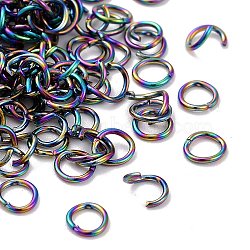 304 Stainless Steel Open Jump Rings, Rainbow Color, 22 Gauge, 4x0.6mm, Inner Diameter: 2.8mm(STAS-CJC0001-26B)