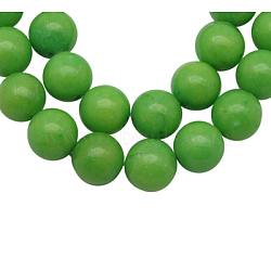 Natural Mashan Jade Beads Strands, Dyed, Round, Green Yellow, 10mm, Hole: 1.2mm, about 42pcs/strand, 16 inch(X-DJAD-10D-17-2)