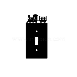 Iron Light Switch Plate Outlet Cover, Metal Switch Plates Decoration, with Screws, Rectangle with Train, Black, 142x69mm(AJEW-WH0197-022)