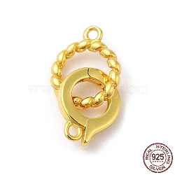 Rack Plating 925 Sterling Silver Fold Over Clasps, Twist Ring, with 925 Stamp, Real 18K Gold Plated, Twist Ring: 10x8x1.5mm, Hole: 1mm, Ring: 9.5x7.5x2mm, Hole: 1mm(STER-G038-06G)