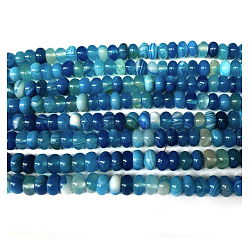 Natural Agate Beads Strands, Dyed & Heated, Rondelle, Marine Blue, 8~8.5x4.5~5.5mm, Hole: 1.4mm, about 41pcs/strand, 7.40~7.48''(18.8~19cm)(G-H295-C03-10)