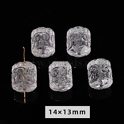 Natural Quartz Crystal Carved Beads, DIY Jewelry Accessories, Column, 14x13mm(PW-WG47223-04)