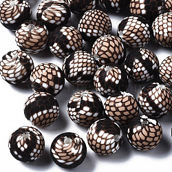Food Grade Eco-Friendly Silicone Beads, Chewing Beads For Teethers, Printed, Round with Snakeskin Pattern, BurlyWood, 12x11.5mm, Hole: 2.5mm(X-SIL-S003-13)